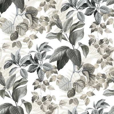  RoomMates 28.2" RainForest Neutral Leaves P&S Wallpaper Gray 