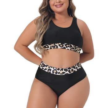 Large Size 4XL Woman Strapless Swimsuit Bikinis Set Leopard Print