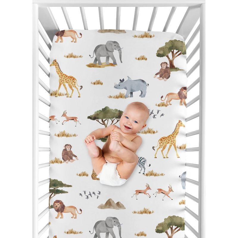 Sweet Jojo Designs Boy Girl Gender Neutral Unisex Baby Fitted Crib Sheet Jungle Animals Collection, 5 of 8