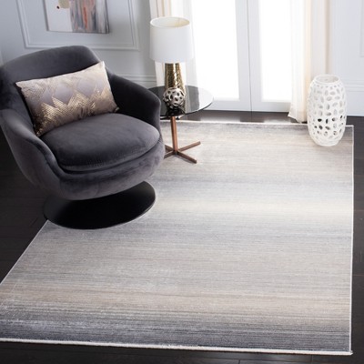 Gray and Ivory Hand-Knotted Wool and Viscose Area Rug