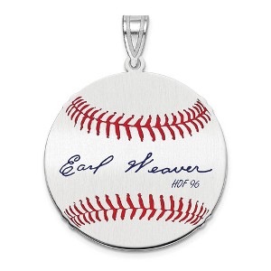 Black Bow Jewelry Sterling Silver Earl Weaver Signature MD Enamel Baseball Pendant - 1 of 4