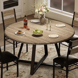 5 Piece Round Dining Table Set for 4, 43.3 Inch Wooden Kitchen Table & 4 Chairs Set for Small Spaces, Apartment - 1 of 4