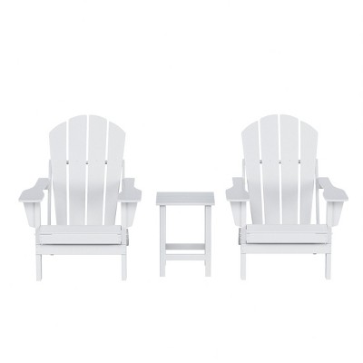 WestinTrends Malibu HDPE Outdoor Patio Folding Poly Adirondack Conversation Set (3-Piece)