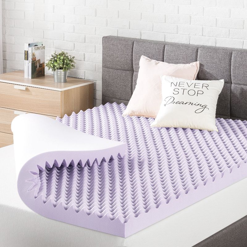 Mellow Egg Crate Memory Foam Lavender Infusion 3" Mattress Topper, 1 of 6
