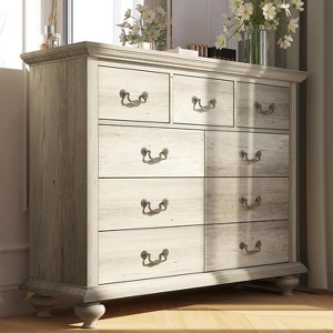 9 Drawer Dresser for Bedroom, 37.8" Tall Dresser with Wide Drawers & Ornately Carved Metal Handles, Rustic Dressers & Chests of Drawers - 1 of 4