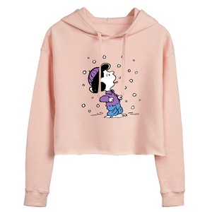 Women's - Peanuts - Lucy Snow Cropped Graphic Hoodie - 1 of 4