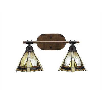 Toltec Lighting Blacksmith 2 - Light Vanity in  Painted Wood/Dark Granite with 7" Zion Art Glass Shade