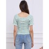 INSPIRE CHIC Women's Ruched Front Short Sleeve Floral Cropped Tops - 3 of 4