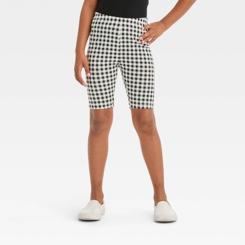 Girls' Gingham Bike Shorts - Cat & Jack™ Black/white L : Target