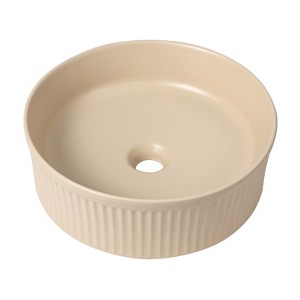 JONATHAN Y Element 14.75 in. W x 14.75 in. D Modern Designer Round Fluted Ceramic Bathroom Vessel Sink - 1 of 4