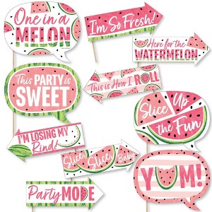Big Dot of Happiness Funny Sweet Watermelon - Fruit Party Photo Booth Props Kit - 10 Piece - 1 of 4