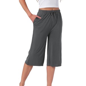 INSPIRE CHIC Women's High Waisted Pajama Shorts Viscose Comfy Soft Knee Length Long Shorts with Pockets - 1 of 4