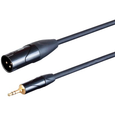 Monoprice XLR Male to 1/8in TRS Male Connector - 6 Feet - Black, Heavy Gauge 24AWG On Tour Cables, Gold Plated Connectors - Stage Right Series