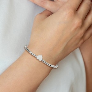 Chisel Stainless Steel Polished Heart 4mm Beaded Stretch Bracelet - 1 of 3