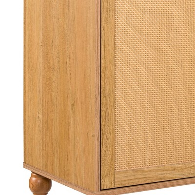 Sango Newcomb Mixed Material Rattan 2-Door Brown Cabinet