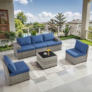 Outdoor Sectional Sofa Patio Furniture Sets with Thickened Cushions - 1 of 4