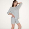 Anna-Kaci Lounge Women's Ribbed Knit Lounge Set with 3/4 Sleeve Top and Fitted Shorts - 3 of 4