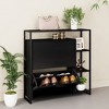 eHemco 2-Door Shoe Cabinet with 4 Shelves, Modern Storage Organizer, Black Metal Frame, 2 Flip Drawers - 2 of 4