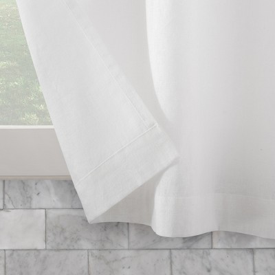 White Linen Cotton Blend Tab Top Kitchen Curtain Tier Pair