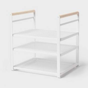 Mdesign Plastic Expandable 3-tier Shelf For Medicine, Vitamins, Light Gray  : Target