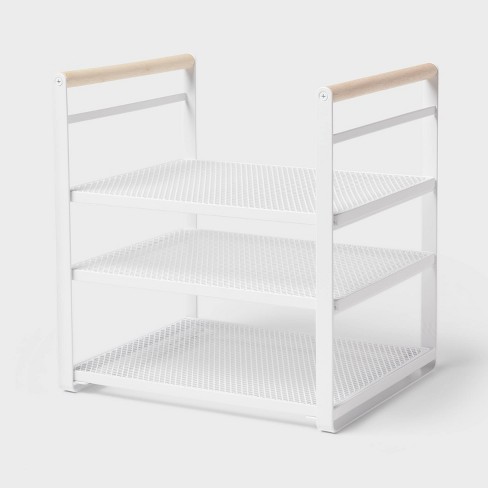 Modern 2-Tier White & Transparent Storage Rack Acrylic Storage Adjustable Shelf Small