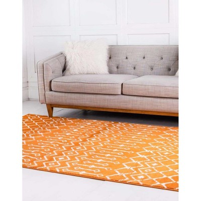 4' x 6' Orange Synthetic Trellis Indoor Area Rug
