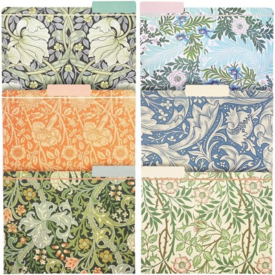 The Gifted Stationary 12 Pack William Morris Vintage File Folders with 1/3 Cut Tab, Letter Size, 6 Botanical Designs (11.45 x 9.45 in)