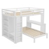 Sapphtopaz Wood Bunk Bed with Dismountable Lower Bed&Desk Versatile Bed Frame with Built-in Shelves&Wardrobe, Loft Bed for Teens - 3 of 4