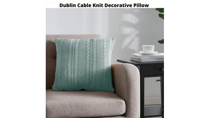 VCNY 18&#34;x18&#34; Dublin Cable Knit Square Throw Pillow Cream, 2 of 7, play video