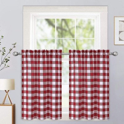 Buffalo Plaid Gingham Farmhouse Kitchen Curtains for Bathroom