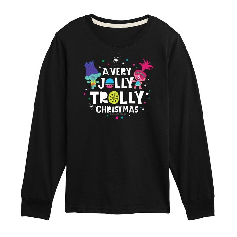 Boys' - Trolls - Jolly Trolly Christmas Branch and Poppy Long Sleeve Graphic T-Shirt - image 1 of 4