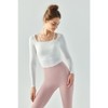 Clotth Women's Yoga Pure Color Long Sleeve Top - Ribbed Crop Top with Fixed Cup, Thin Strap Sports T-shirt, Waist-Slimming Fitness Wear - 4 of 4