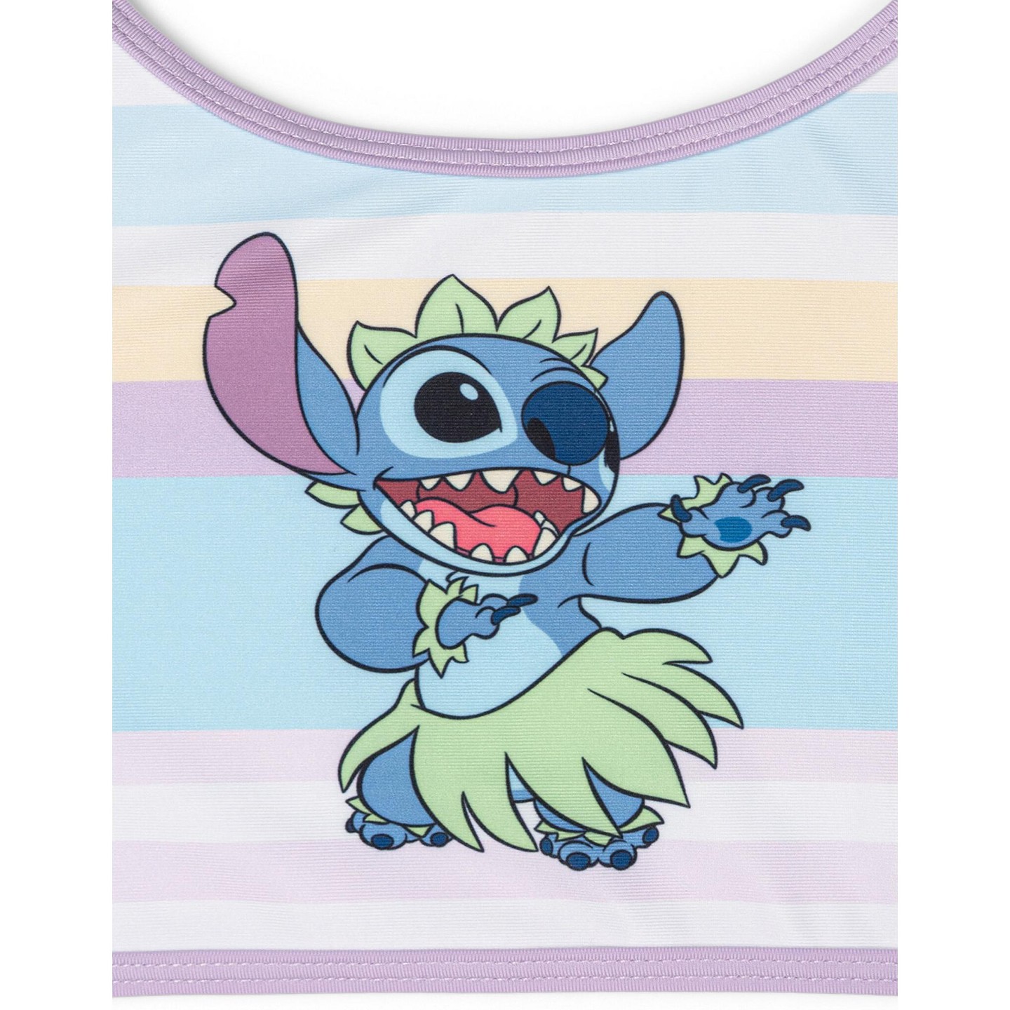 Disney Lilo & Stitch Little Girls' Sleeveless Printed Graphic 2-Piece Bathing Suit Purple Stripe, цвет: Фиолетовый — фото 4