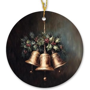 Lomsoe Rustic Christmas Tree Bell Ceramic Ornament Gift Winter Christmas Decor Hanging Ornaments for Xmas Tree Decor Winter Xmas Decor - 1 of 1