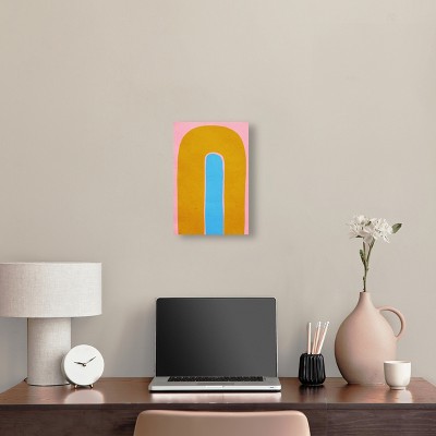 Modern Color Block Abstract Canvas Wall Art, 10" x 15", Pink and Yellow