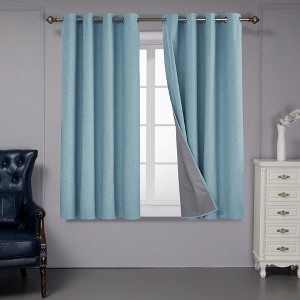Deconovo Faux Linen Total Blackout with Coating Curtains (2 Panel) - 1 of 4
