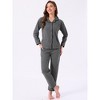 INSPIRE CHIC Women's Pajama Set Fleece Flannel Long Sleeve Notched Collar Tops with Pockets Pants Loungewear Sleepwear - 3 of 4