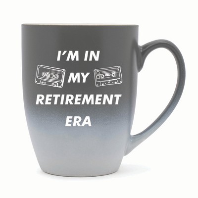 Elanze Designs In My Retirement Era Two Toned Ombre Matte 10 ounce New Bone China Coffee Tea Cup Mug For Your Favorite Morning Brew, Gray and White