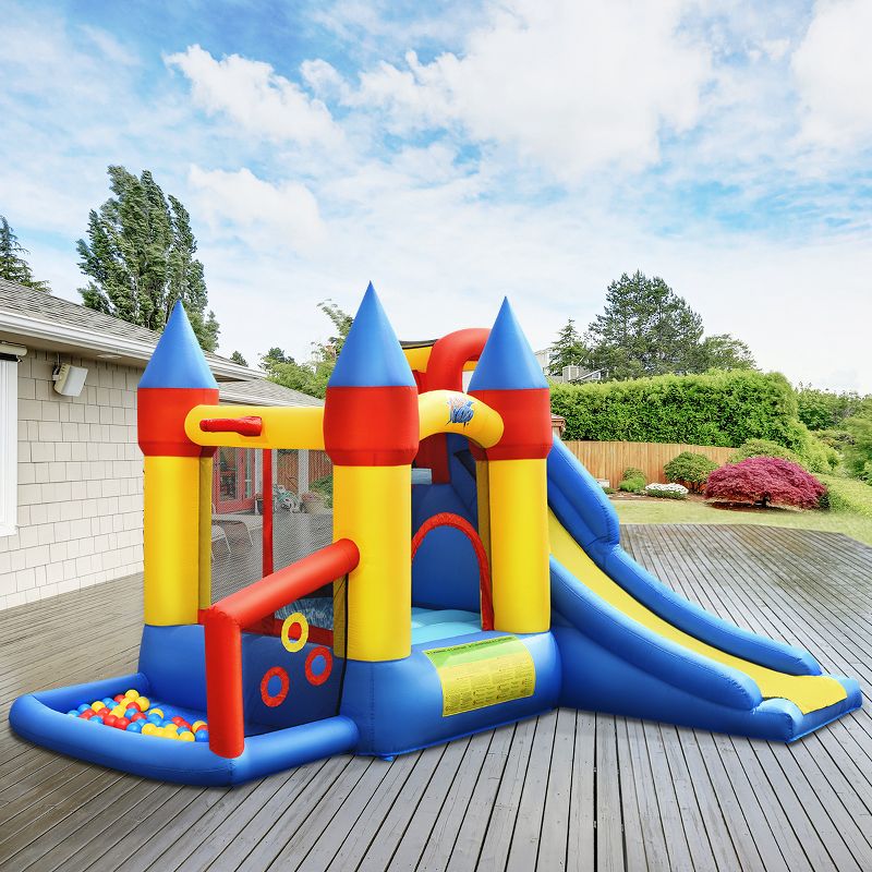 Costway Inflatable Bounce House Slide Bouncer Kids Castle Jumper w/ Balls & 780W Blower, 3 of 11