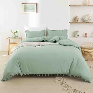 BAGOKIE 3-Piece Bed in a Bag Comforter Set with Pom Fringe - 1 of 4
