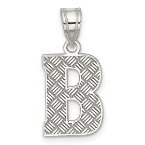 Black Bow Jewelry Sterling Silver, Sami Collection, Textured Block Initial B Pendant - 1 of 4
