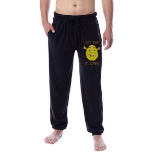 DreamWorks Shrek Men's Can't Today I'm Swamped Sleep Jogger Pajama Pants Black - 1 of 3