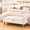 Furniliving 51” Button-Tufted Large Upholstered Bench Ottoman Linen with Storage, for Bedroom/Entryway/Living Room - 3 of 4