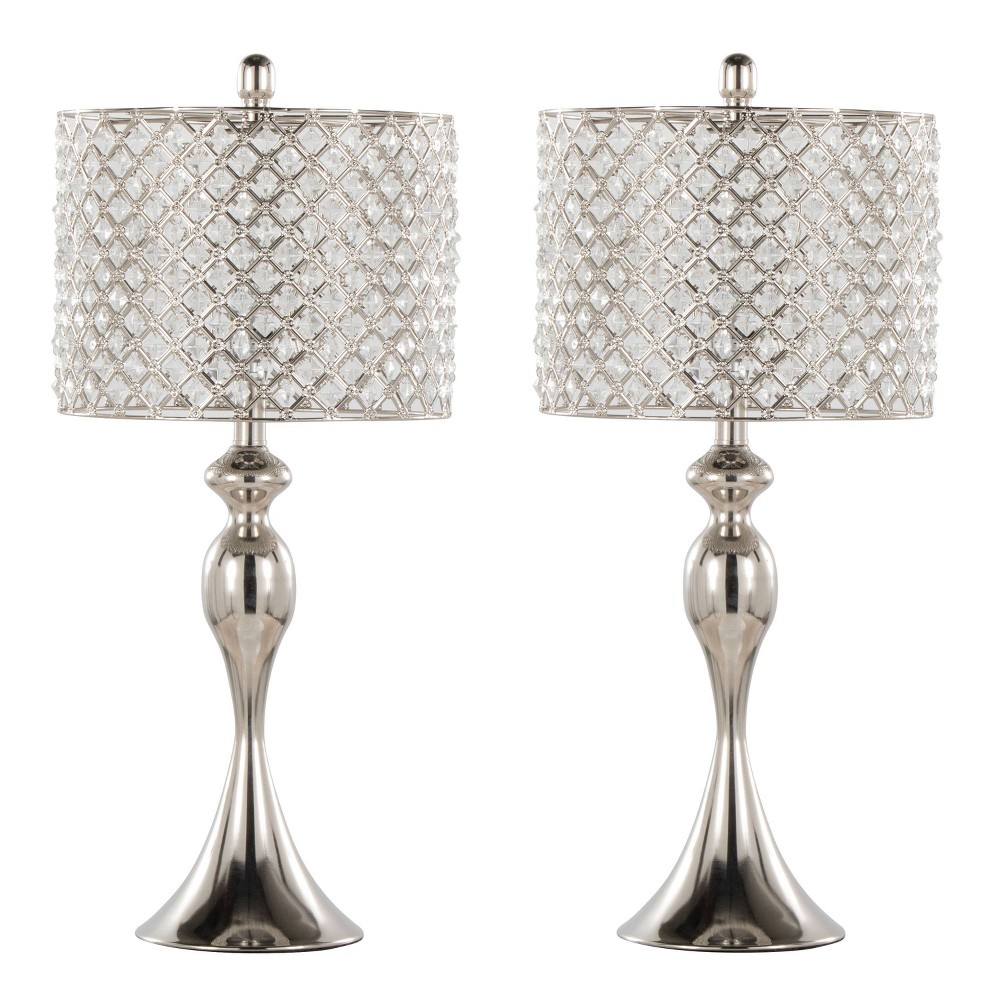 Photos - Floodlight / Street Light LumiSource  Ashland 27" Contemporary Table Lamps Polished Nickel(Set of 2)