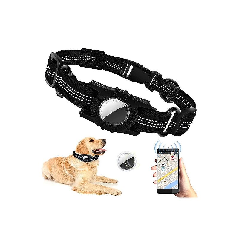 SaharaCase Adjustable Nylon Collar Case for Apple AirTag Medium Dogs Black (AT00032), 3 of 9