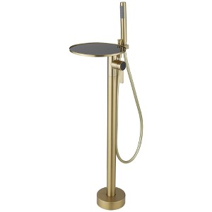 1-Handle Freestanding Floor Mount Roman Tub Faucet Bathtub Filler With Hand Shower and Storage Tray - 1 of 4