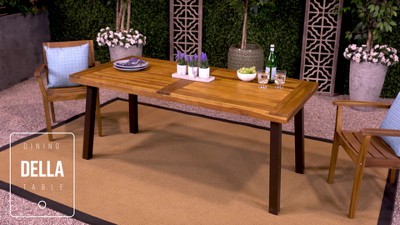 Spanish Bay 69'' Acacia Wood Outdoor Dining Table with Teak Finish
