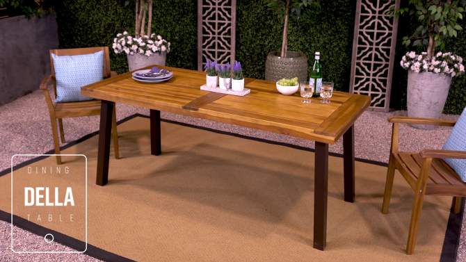 Della Rectangle Acacia Wood Dining Table - Teak Finish - Christopher Knight Home, 2 of 9, play video