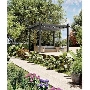 GOCAPTAIN Patio Pergola - Metal Outdoor Sun Shade Canopy with Retractable Roof for Garden Porch Backyard - 1 of 4