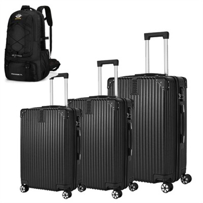 BEAFUP 3-Piece Hard Shell Luggage Set with Spinner Wheels and Password Lock - Lightweight Suitcases for Travel, with Hiking Bag